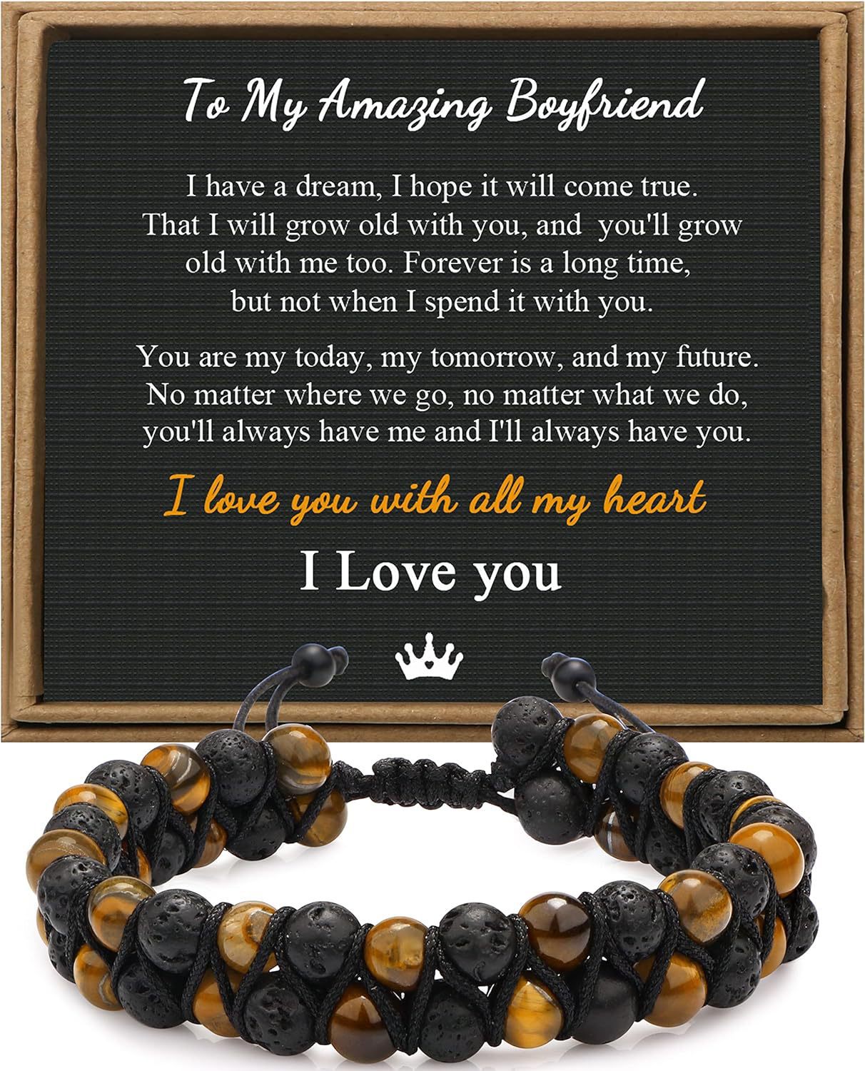 Men's Stone Tiger Eye Woven Adjustable Beaded Bracelet