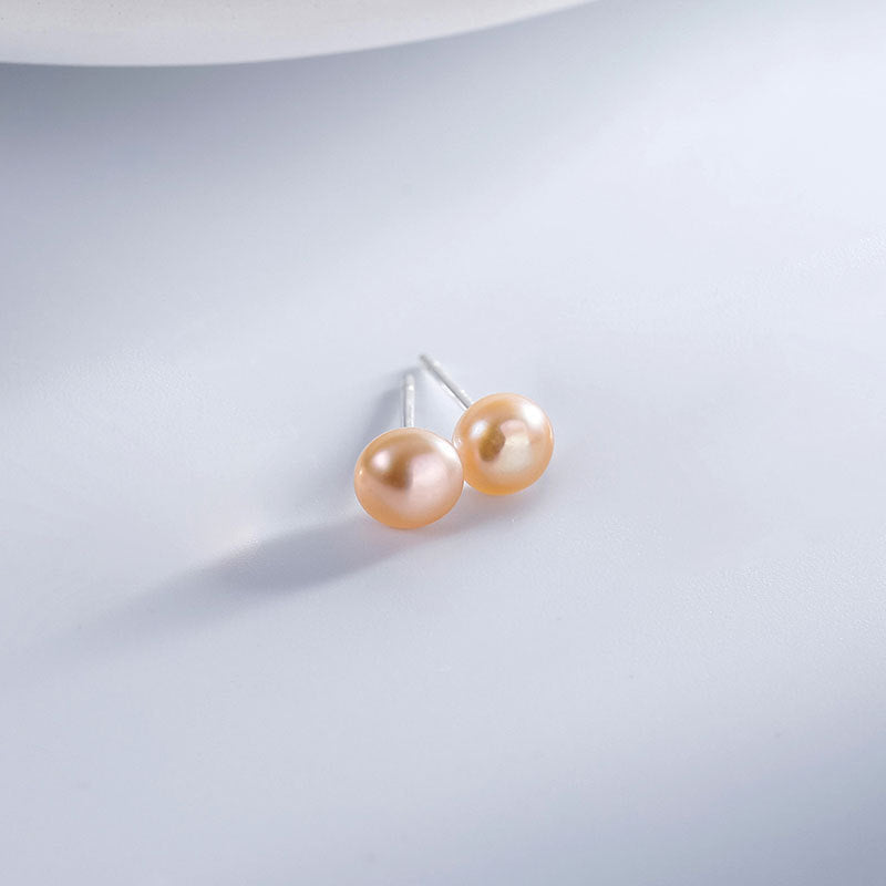 Sier Natural Freshwater Pearl Ear Female Korean Style Fresh Earrings