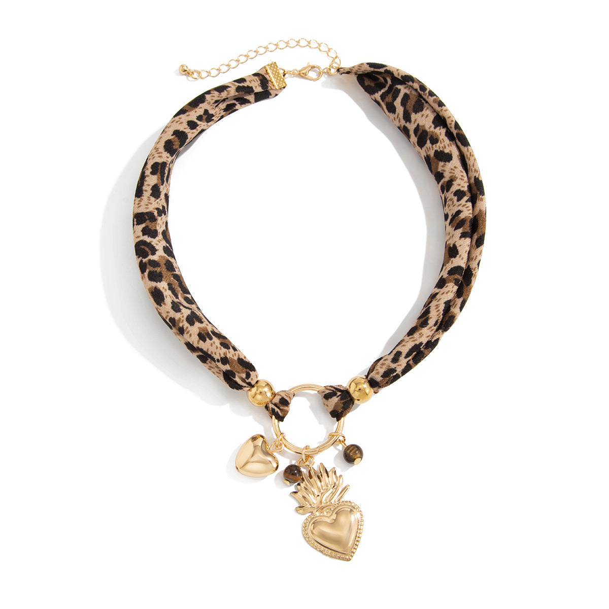Big Heart Vintage Leopard Print Flannel Necklaces