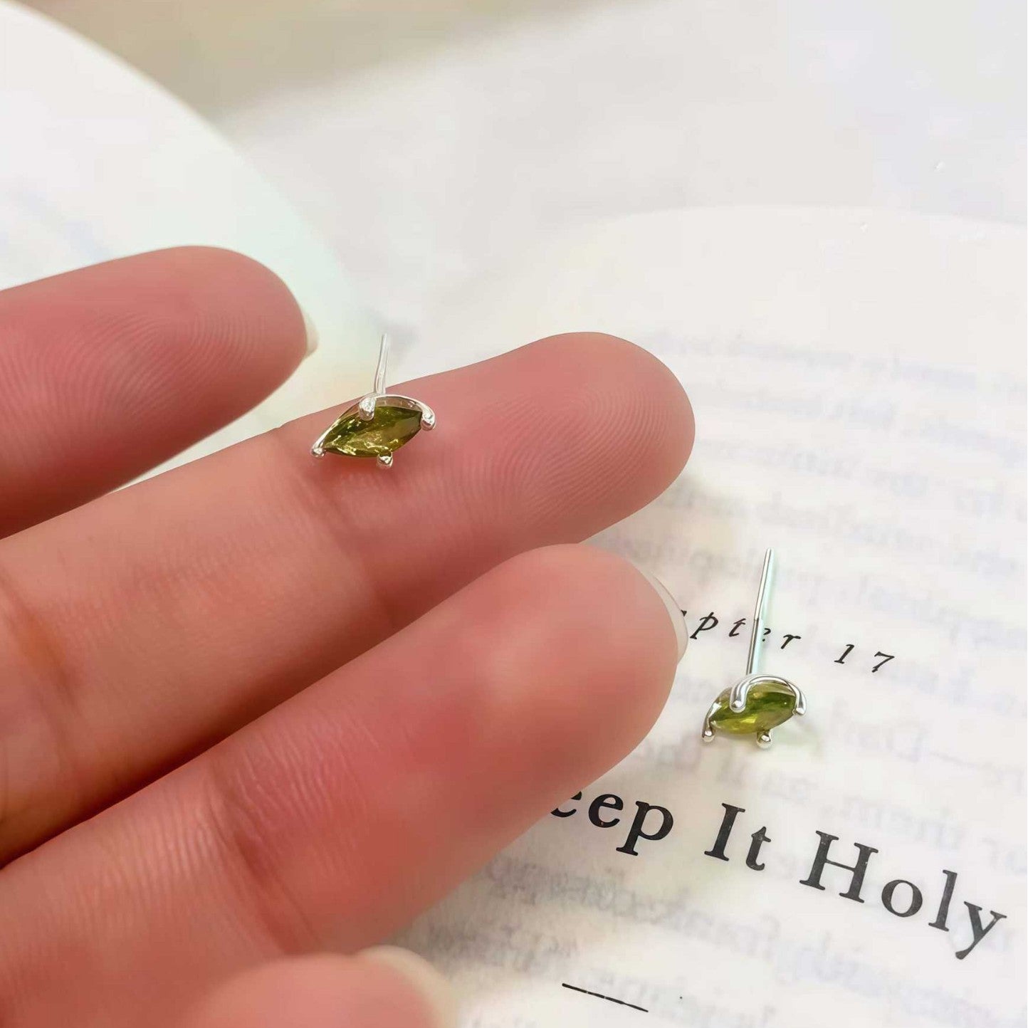 Sterling Sier Gold Plated Olive Green Horse Eye Zircon Mini Earrings