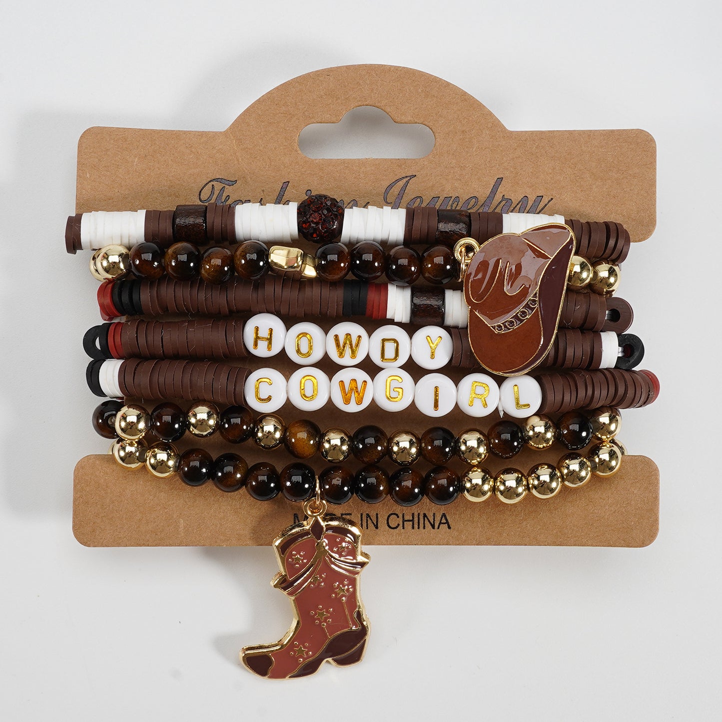 Western Cowboy Colorful Twin Letters Polymer Clay Bracelet