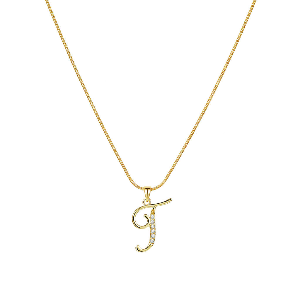 Simple Copper Inlaid Zircon Snake Chain Gold Advanced Necklaces