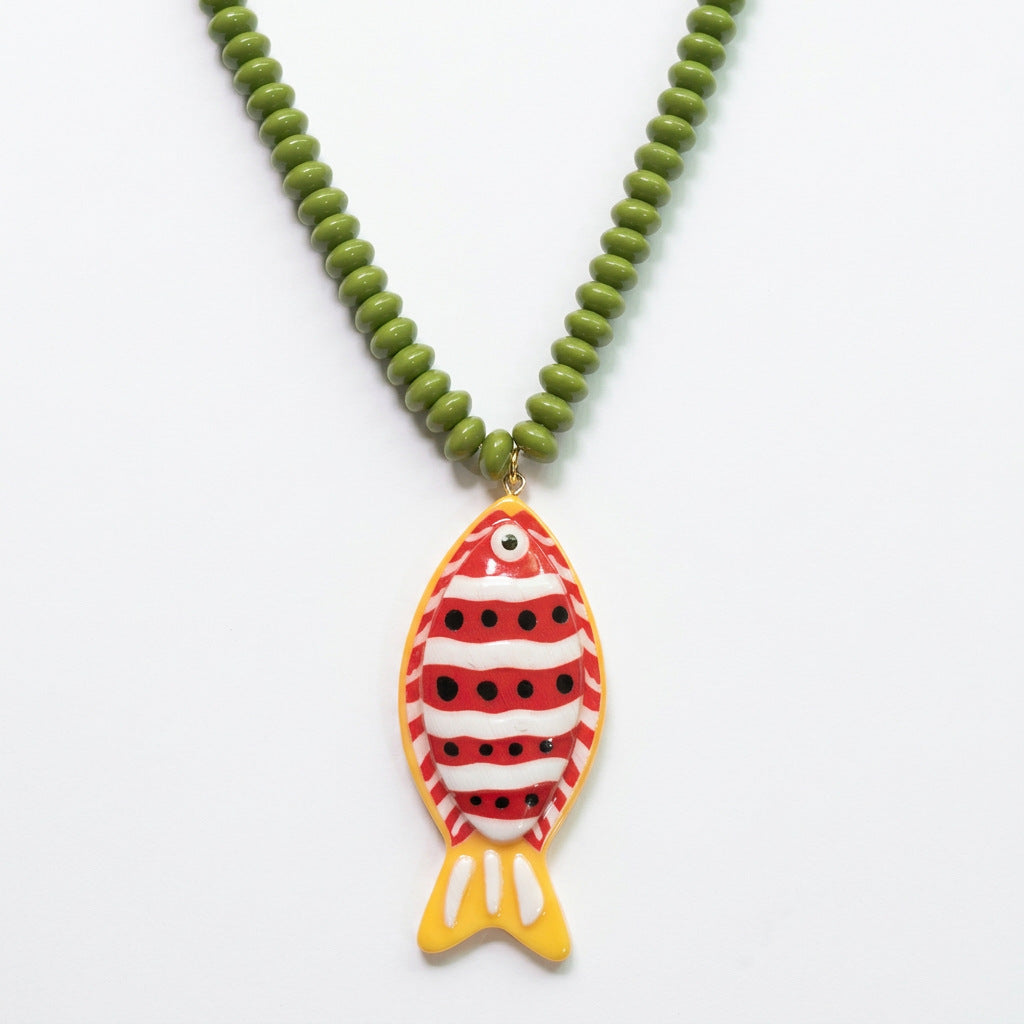 Women's Summer Exaggerated Beach Handmade Small Fish Beaded Colorful Necklaces