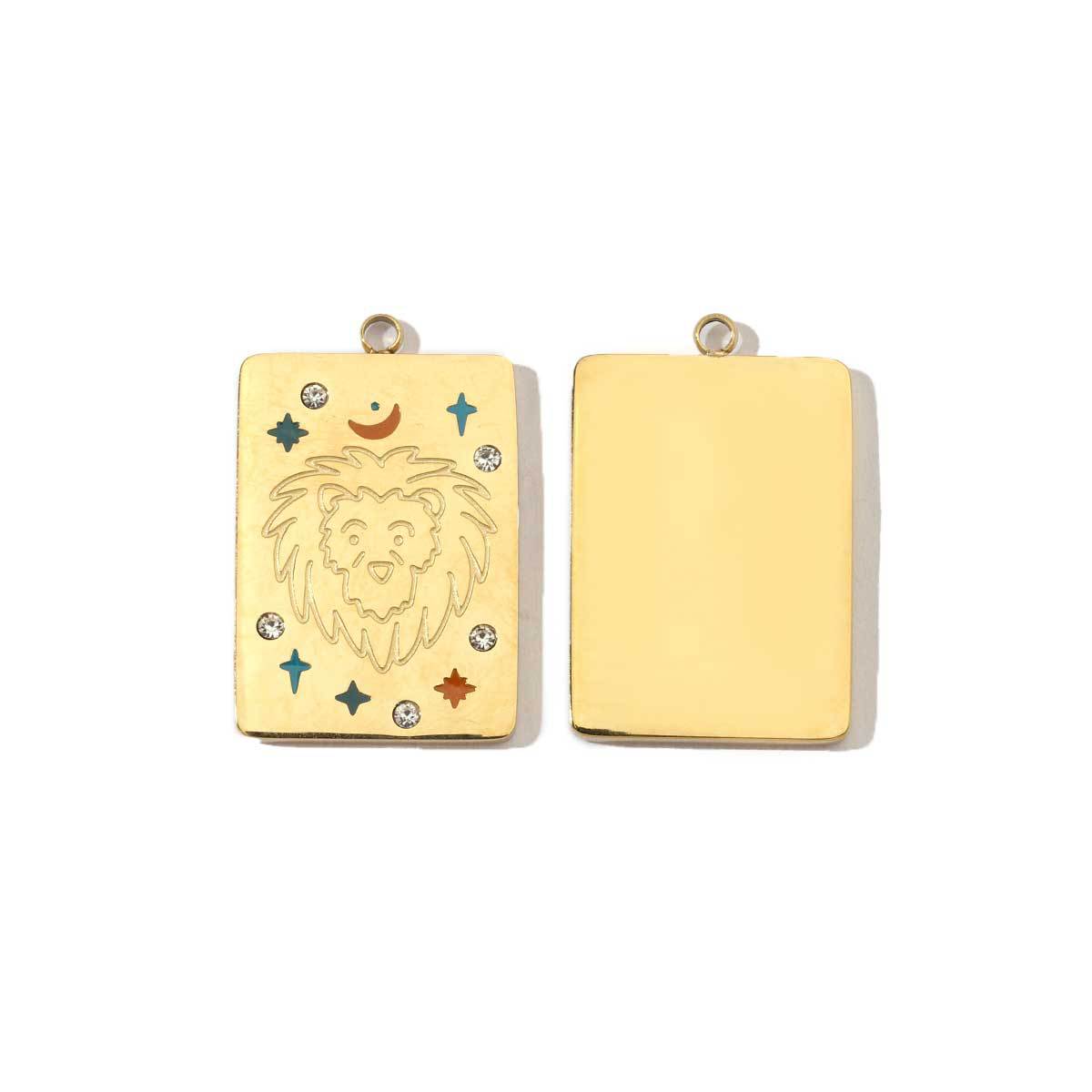 Real Gold Constellation Square Colorful Crystals Pendants