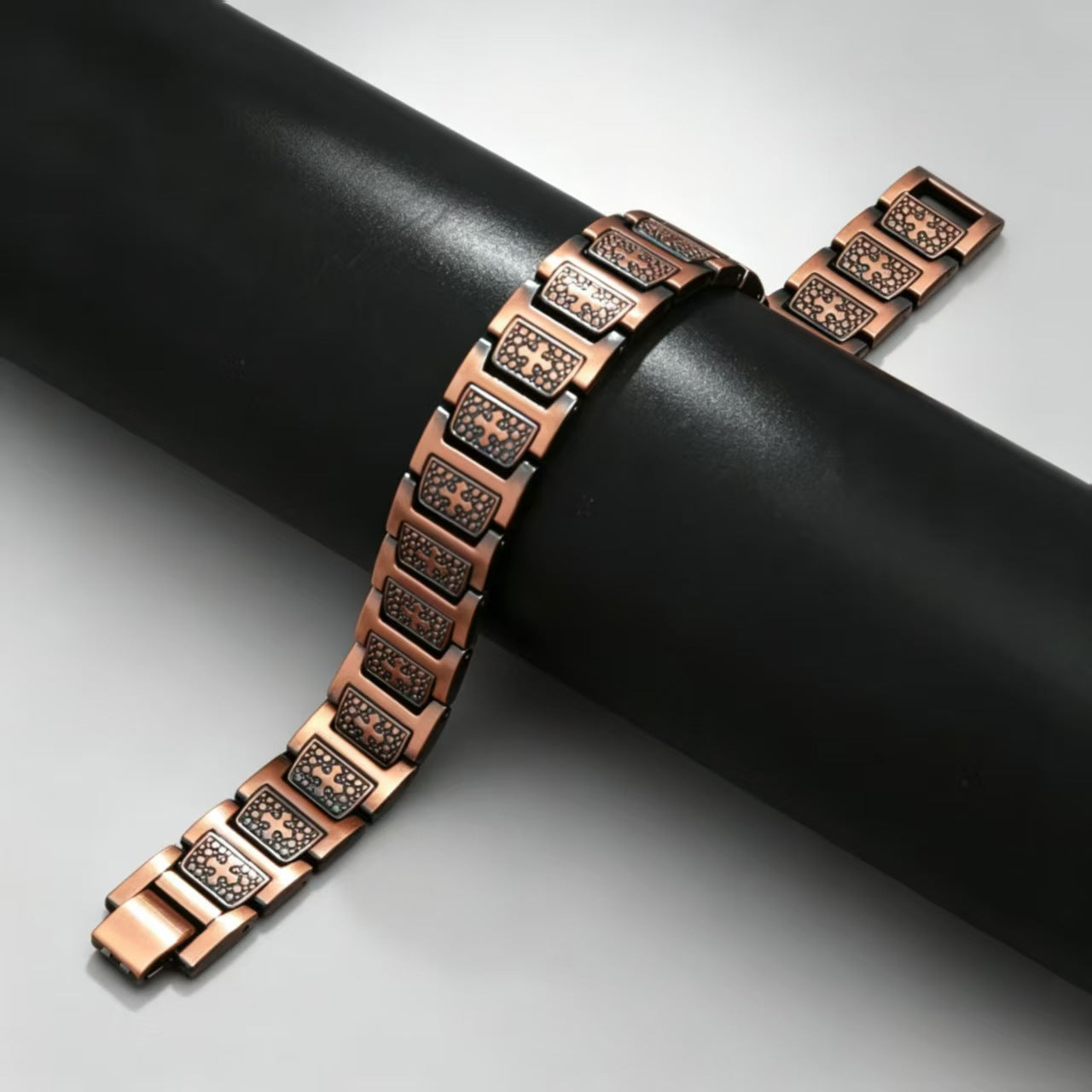 Metal Bronze Magnet Vintage Wide Row Bracelet