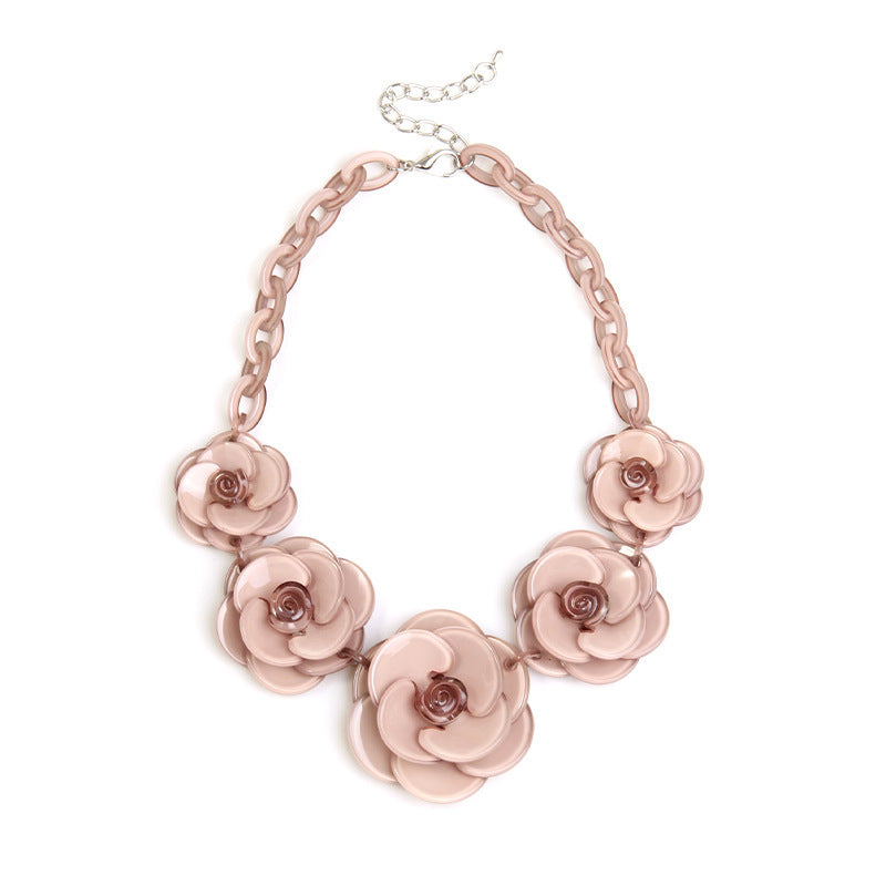 Women's Flower Bohemian Style Dopamine Contrast Color Rose Necklaces