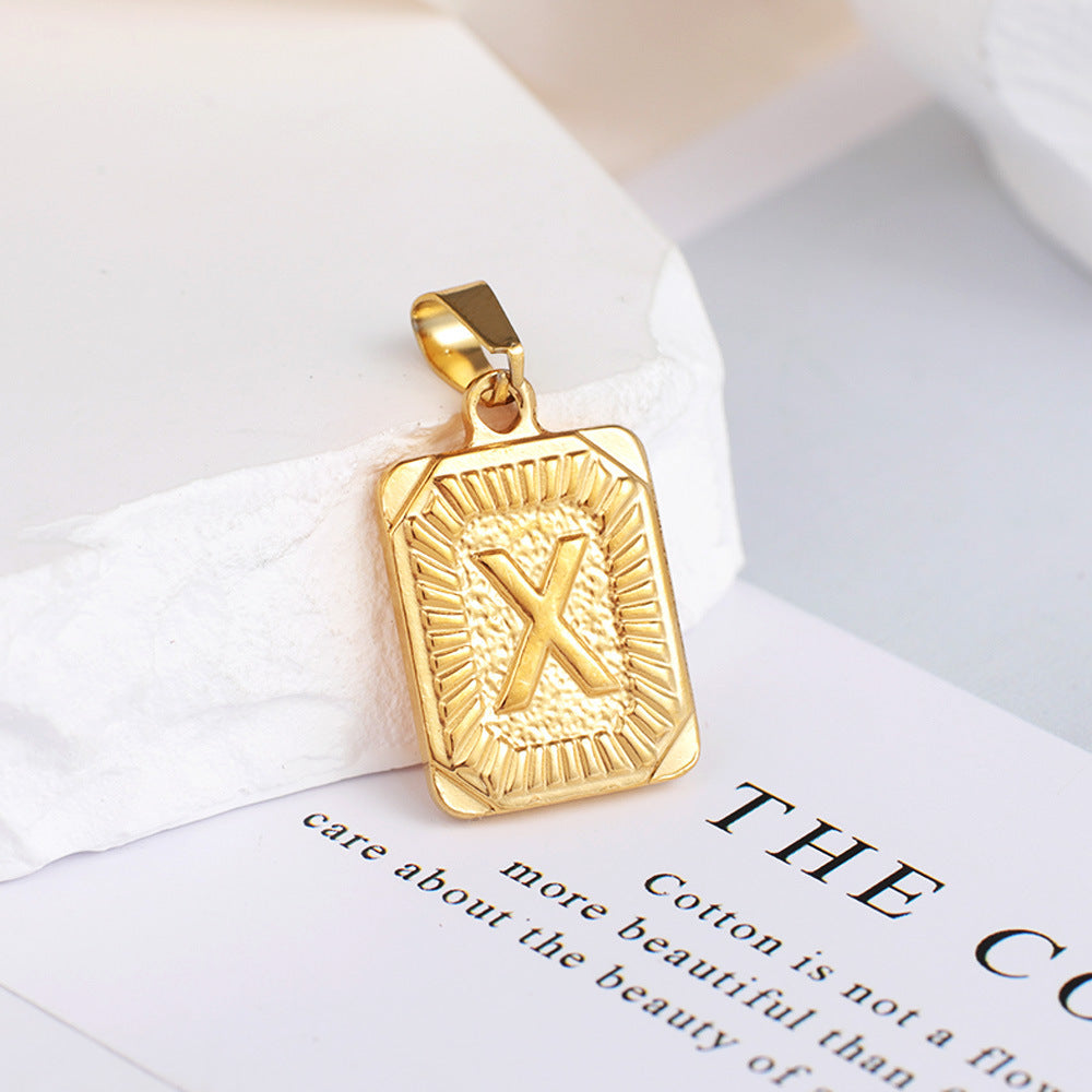 Gold English Letter Tag Simple Sweater Pendants