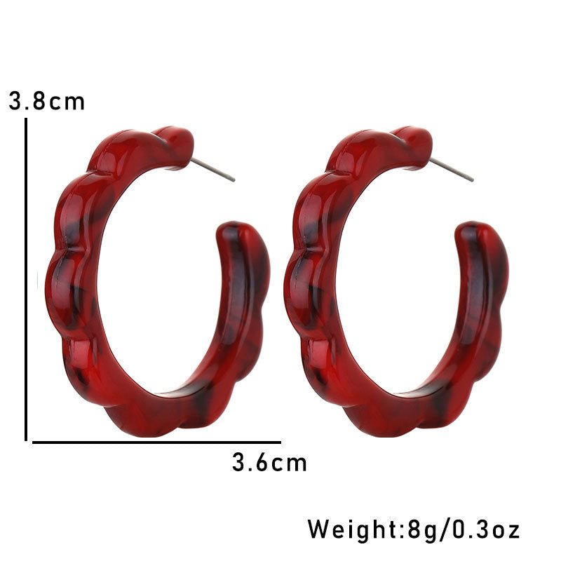 Women's Christmas For Vintage Wine Red Acrylic Earrings