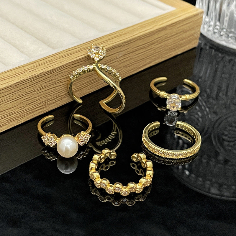 Pear-shaped Zircon Stylish Opening Female Cold Rings