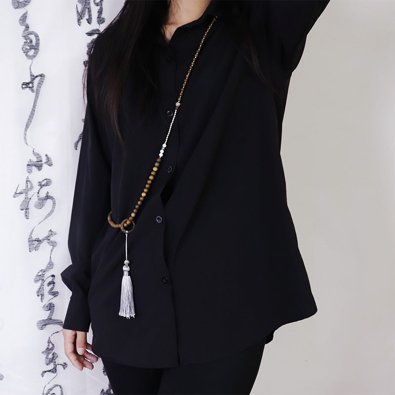 Style Chinese Lotus Suit Long Door Necklace