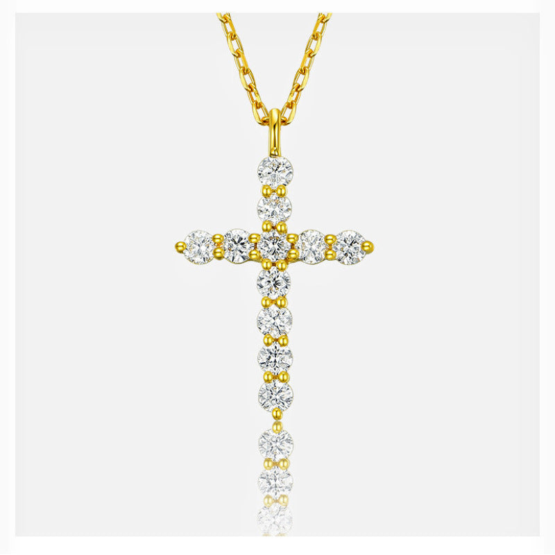 Women's Gold-plated Cross Full Diamond Clavicle Chain Fashion High Pendants