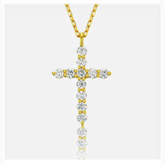 Women's Gold-plated Cross Full Diamond Clavicle Chain Fashion High Pendants