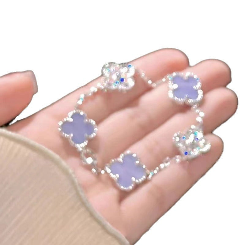 Women's Sparkling Full Rhinestone Clover Light Luxury High-grade Bracelets