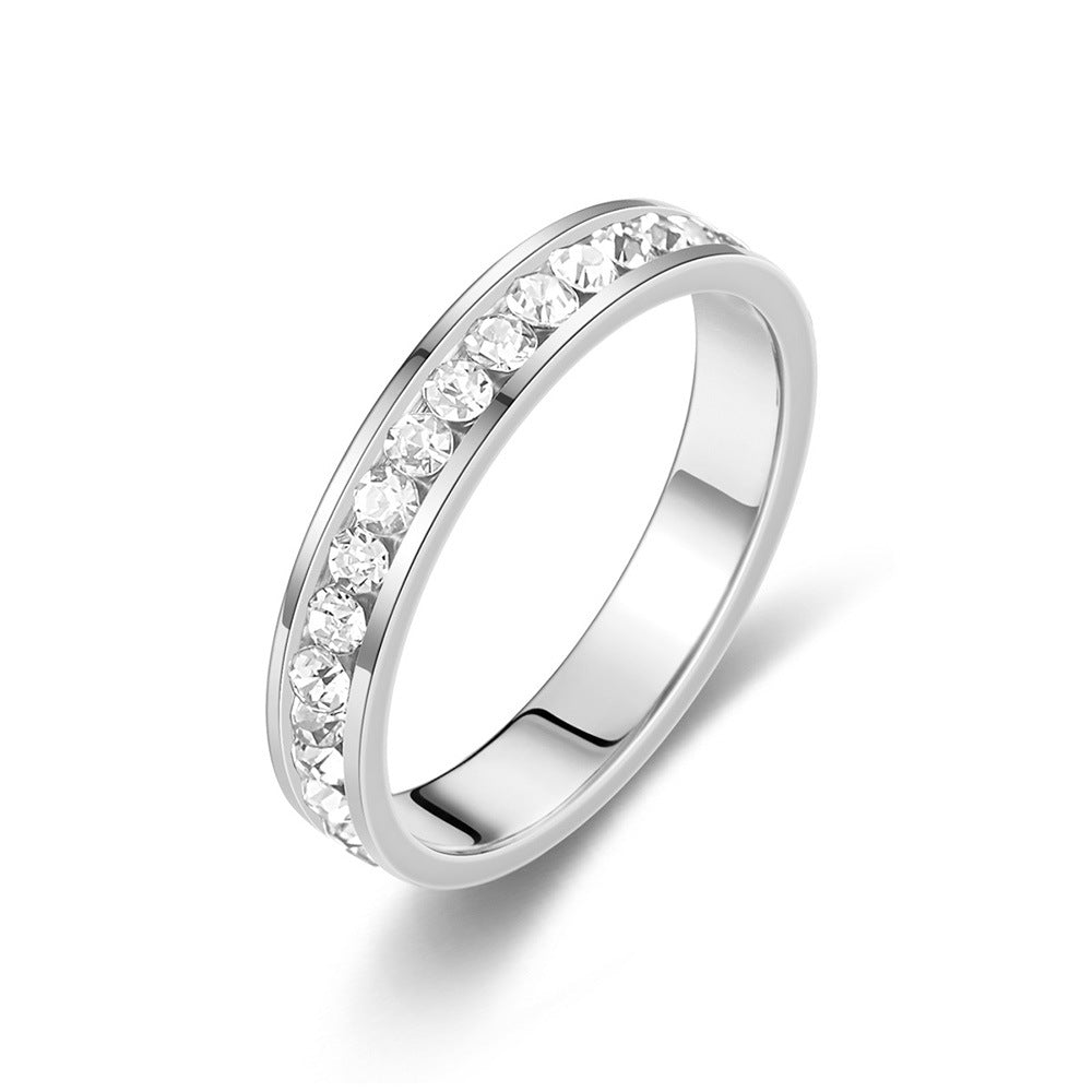 Titanium Steel Starry Diamond Rhinestone Female Stainless Ring