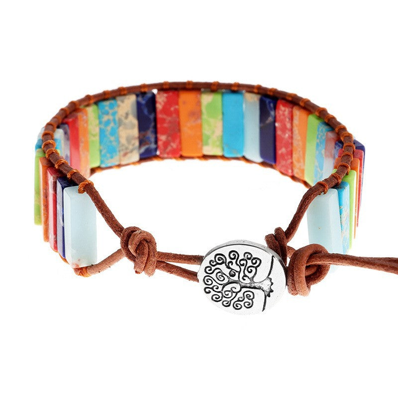 Natural Stone Imitated Handmade Woven Leather String Bohemian Bracelets