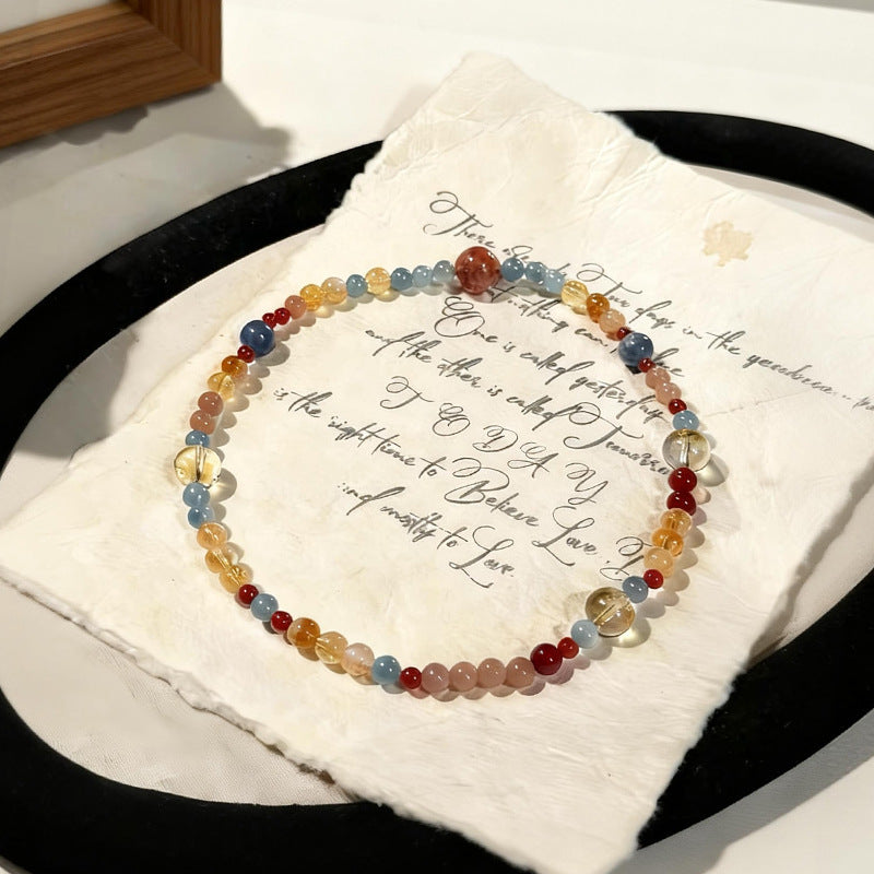 Style Natural Yellow Tower Crystal Red Sealant Flower Good-looking White Bracelet