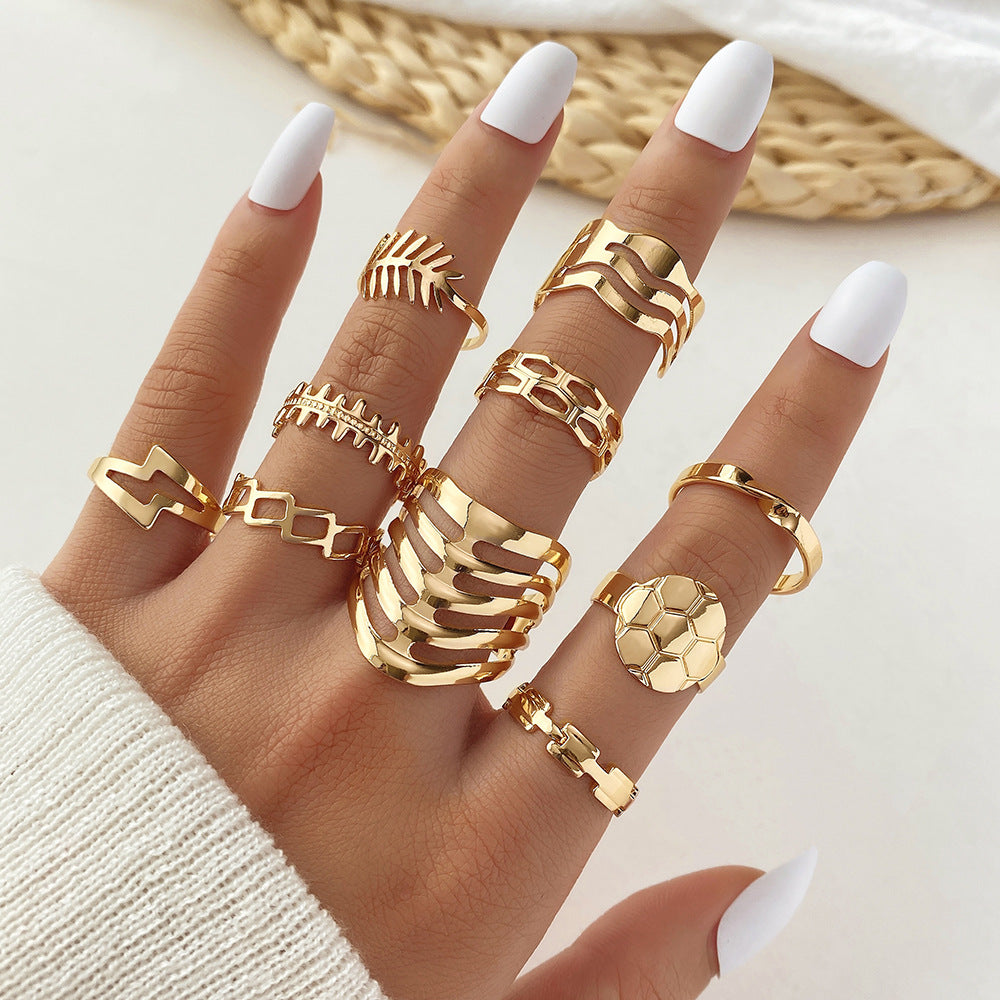 Snake Set Hollow Chain Cross Twist Rings