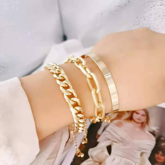 Hip Hop Punk Gold-plated Jewelry Fashion Simple Metal Bracelets