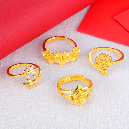 No Color Fading Vietnam Placer Gold Open Female Plated Rings