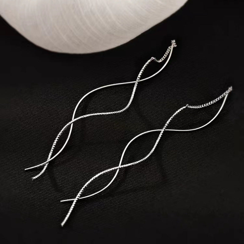 Wave Female Light Luxury Minority Design Sense Long Fringe Temperamental Ear Line
