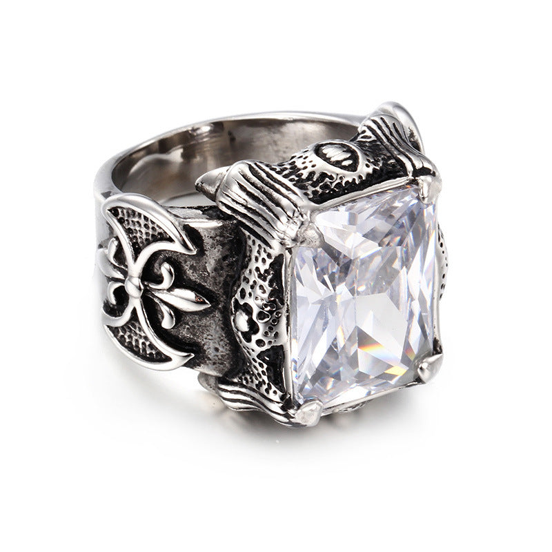 Men's Stainless Steel Hand Retro Punk Brother Ruby Titanium Rings