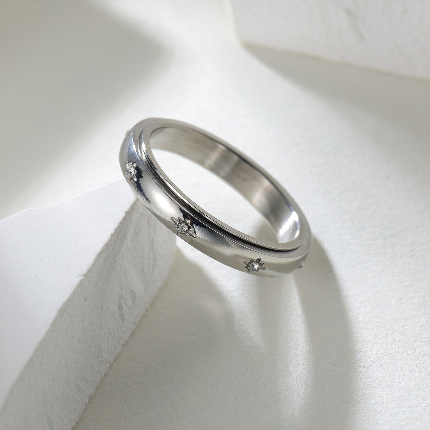 Women's Titanium Steel Simple Niche With Diamond Ring