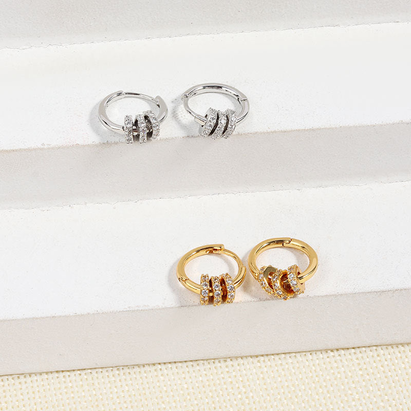 Women's Retro Diamonds Multiple Ways To Wear Circle For Simple Personality Stud Earrings