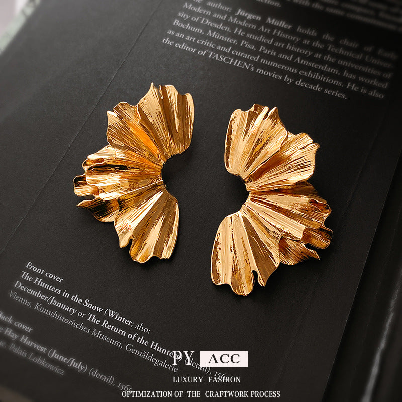 Women's Pleated Flower Scallop Cold Wind Niche Earrings