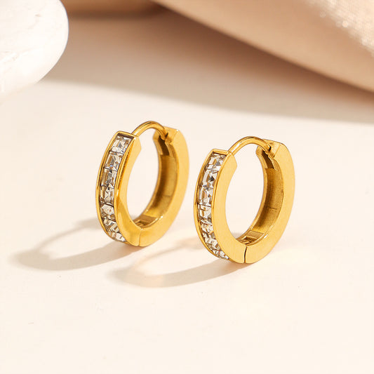 Women's Square White Diamond Ear Clip Cold Style Earrings