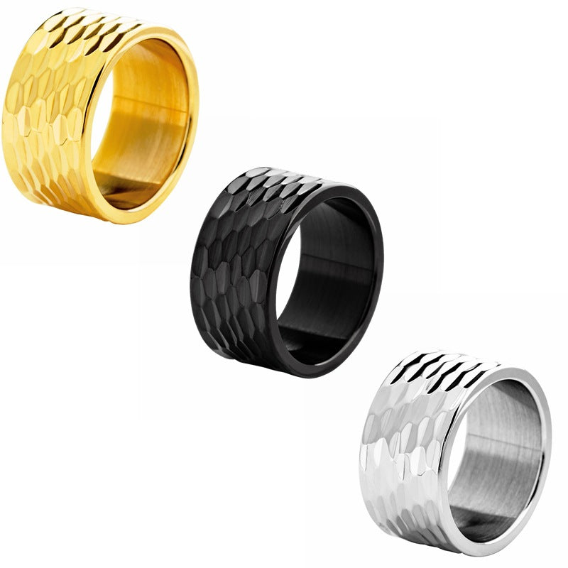 Men's Ornament Wide Beating Pattern Big Thumb Rings