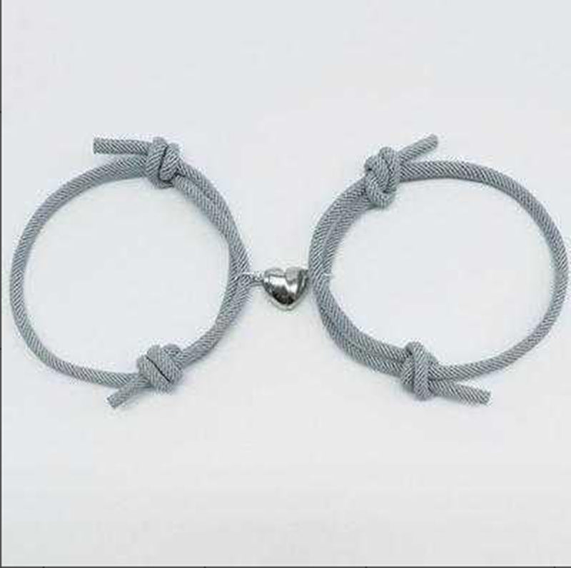 Women's & Men's Simple Love Magnetic Snap One Pair Bracelets