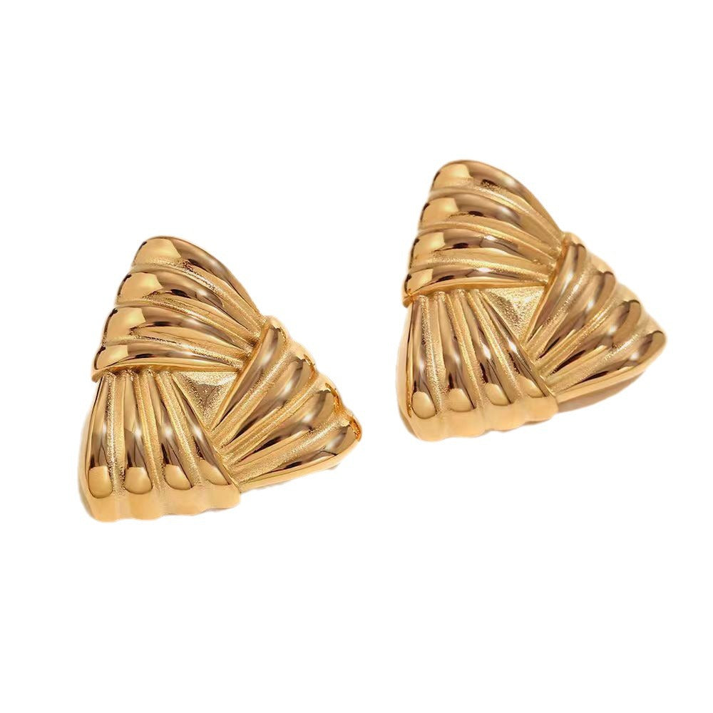Fashion Geometry Pattern Metallic Triangle Striped Personalized Earrings