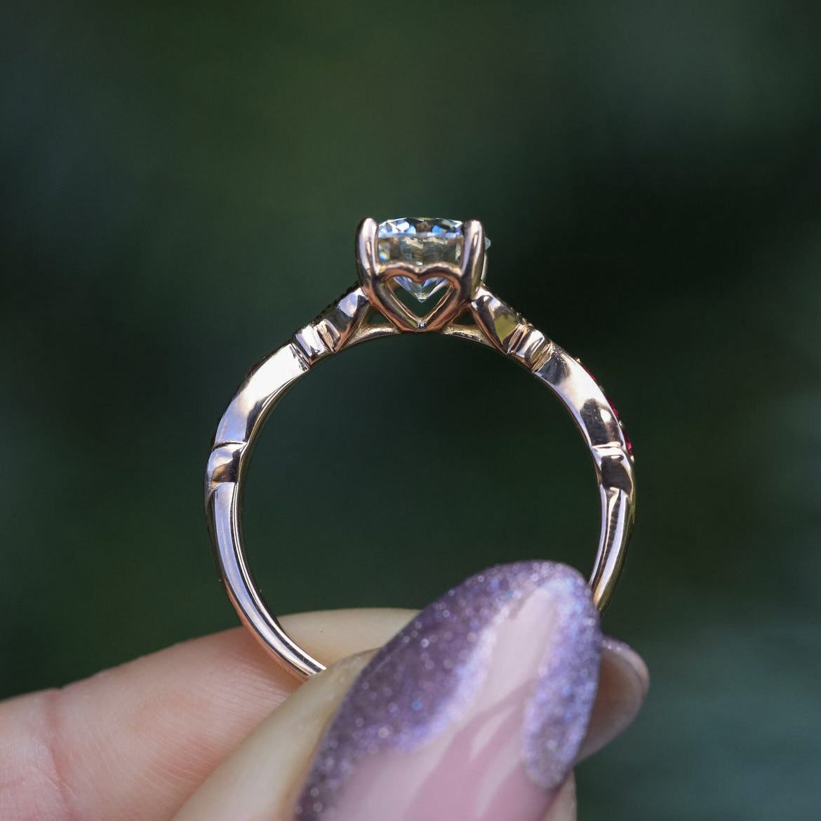 Women's Gold Zircon Simple Tail Versatile Pink Diamond Rings
