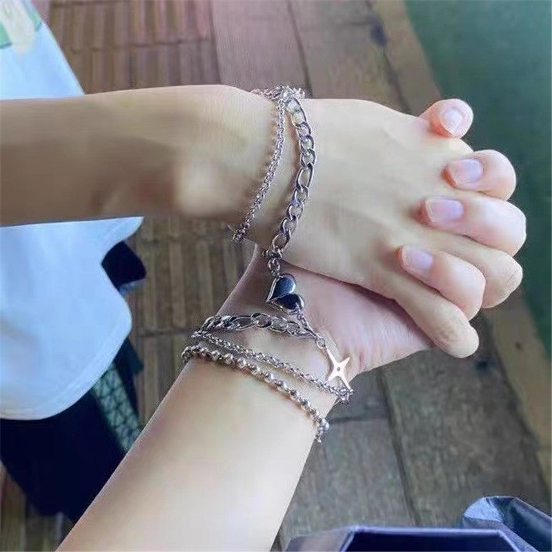 Men's Steel No Fading High Sense Hip Hop Cross Asterism Personality Bracelets