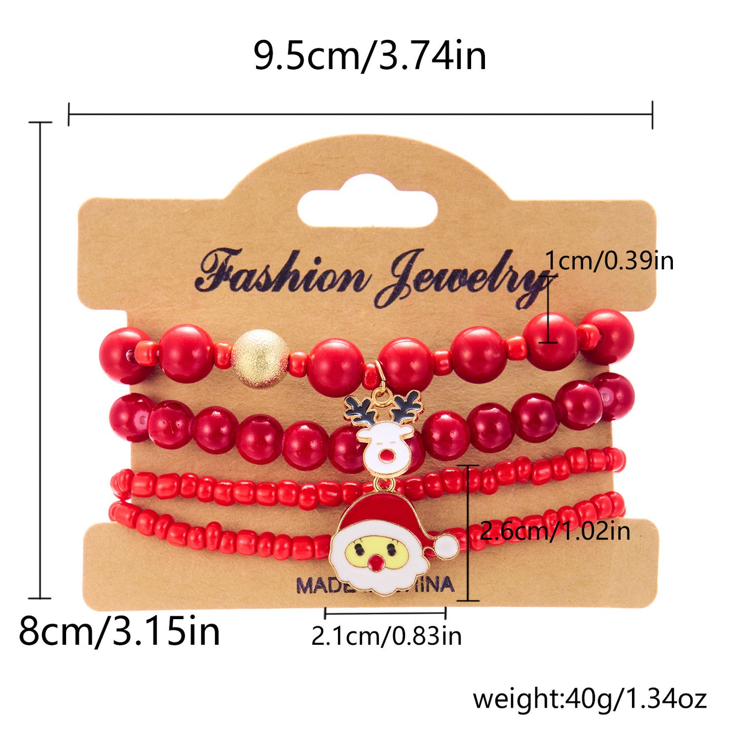 Women's Christmas Elements Beads Stringed Fashion Santa Bracelets