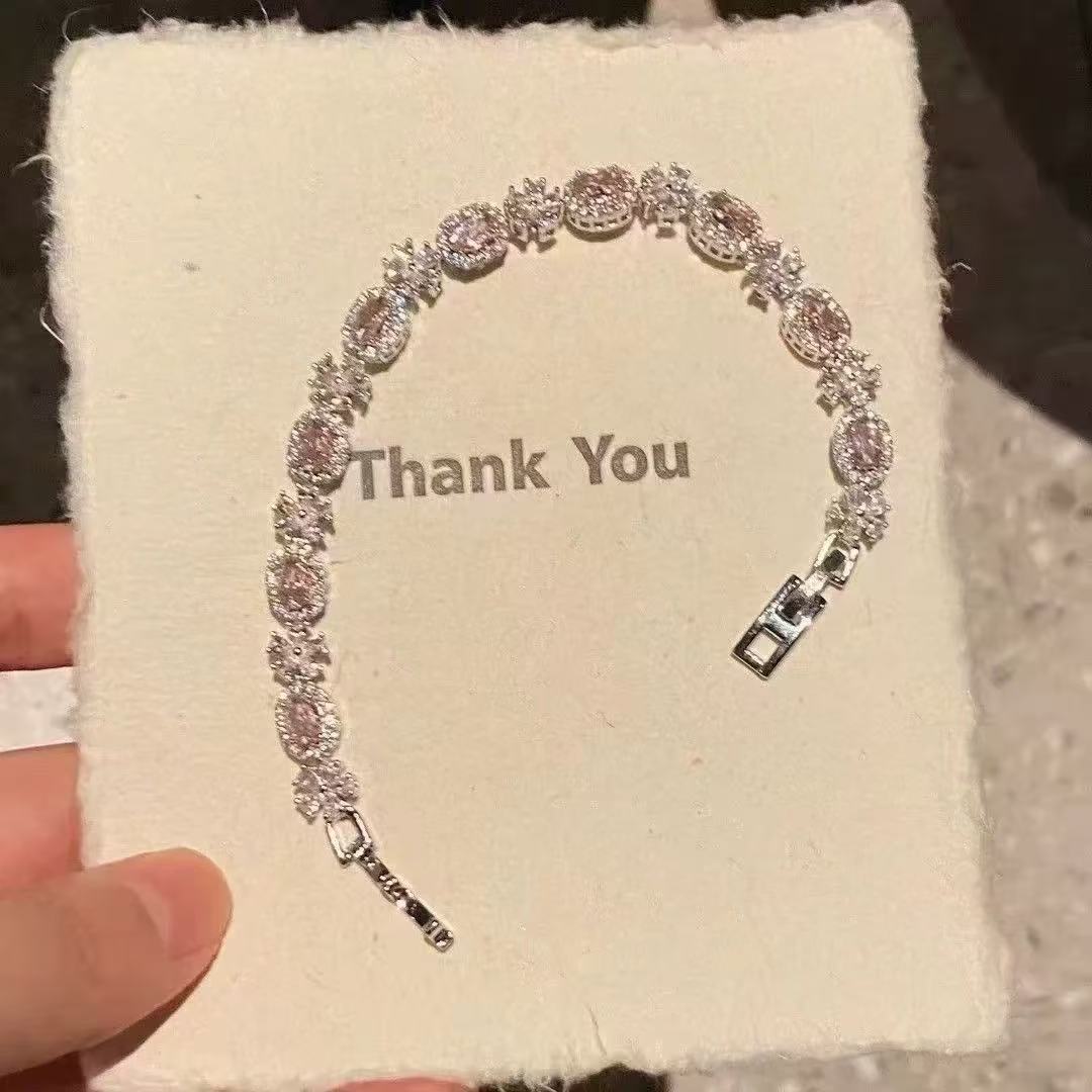 Pink Crystal Female Zircon Inlaid Light Luxury Bracelets