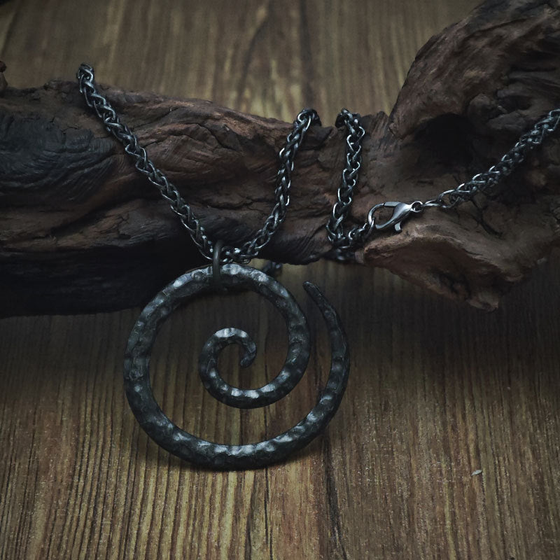 Vintage Spiral Symbol Amulet Norwegian Jewelry Male Pendants