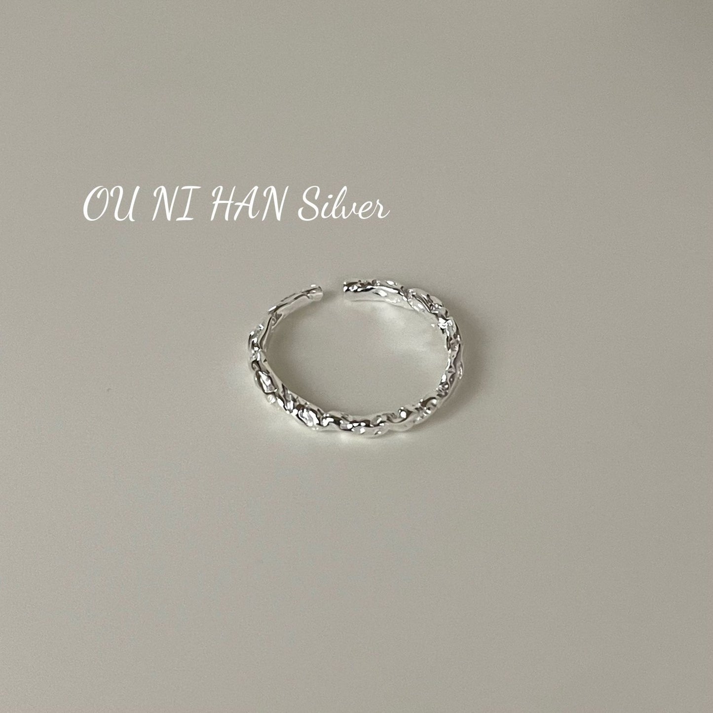 Sterling Sier Texture Simple Twin Design Rings