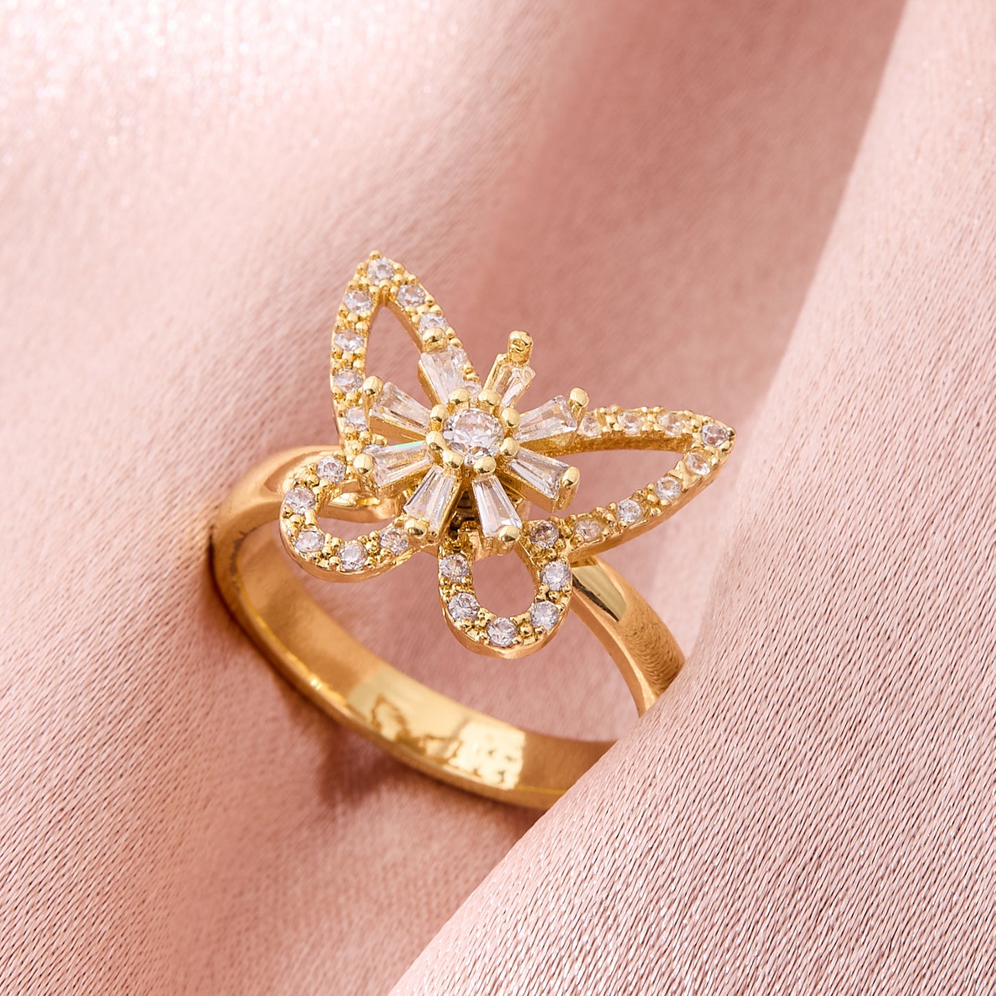 Valentine's Day Gift Flower Zircon Rotatable Ring