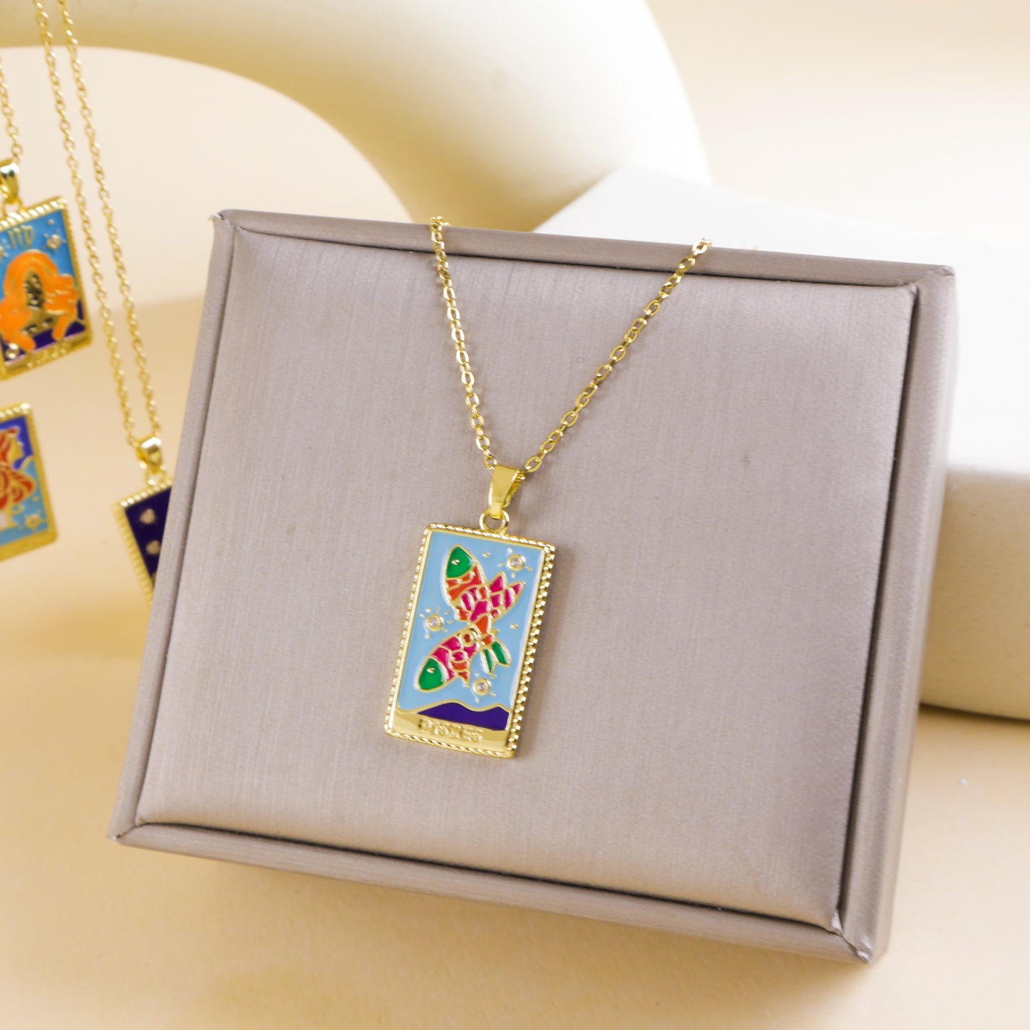 Drop Oil Relief Square Plate Female Minority Necklaces