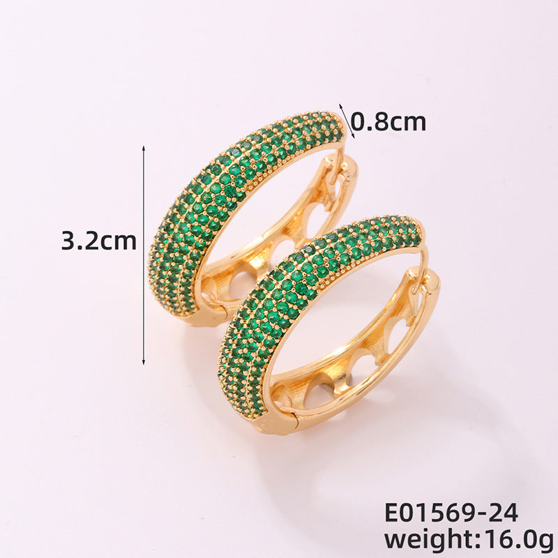 Round Micro Inlaid Zircon Clip Advanced Sense Earrings