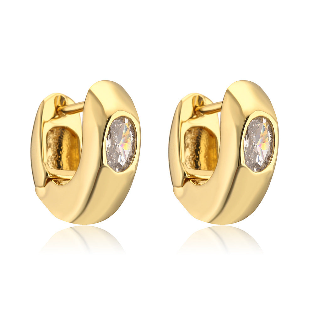 Copper Gold Plated Zircon Simple Female Special Interest Light Luxury Earrings