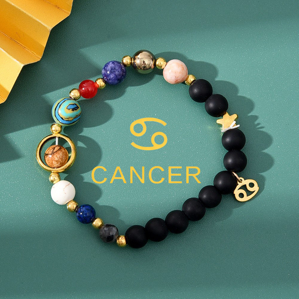 Planets Twee Constellations Natural Stone Blue Black Bracelet