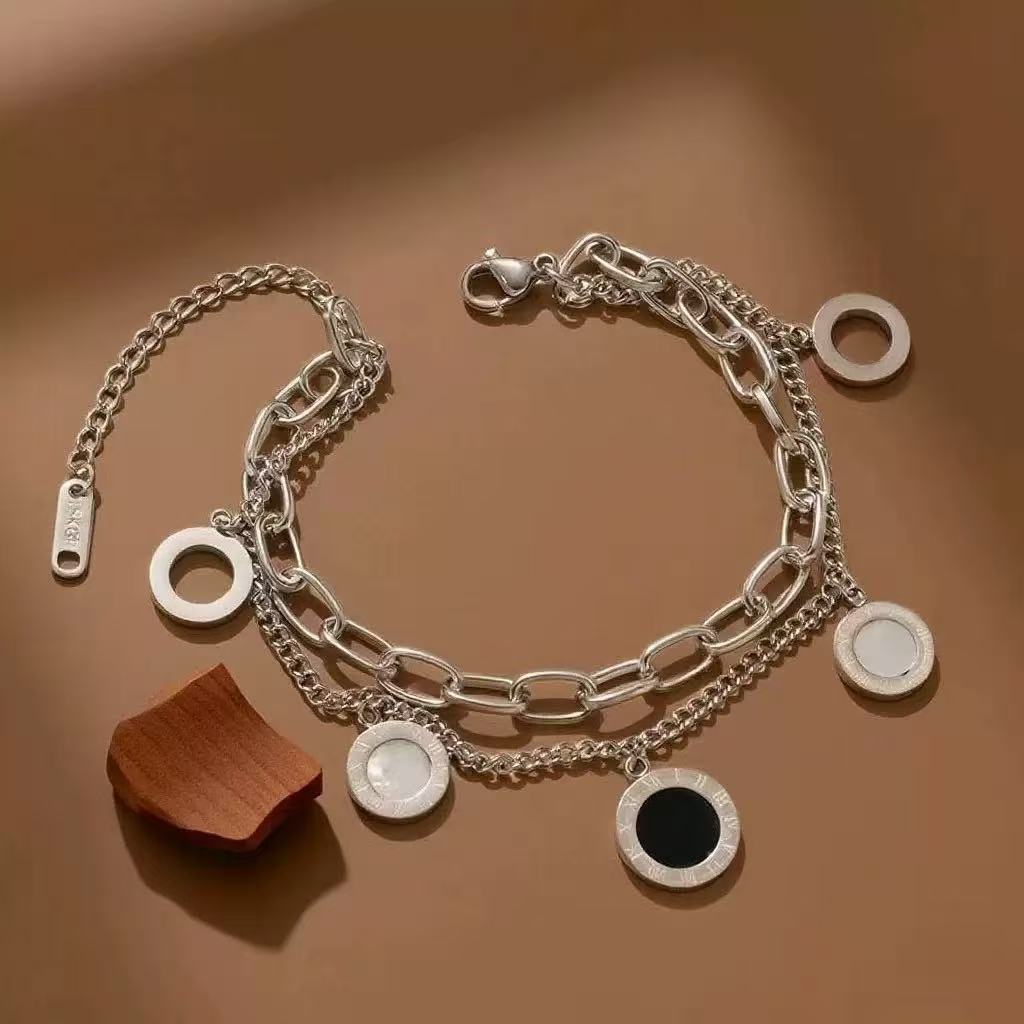 Roman Letters Stainless Steel Female Style Bracelets