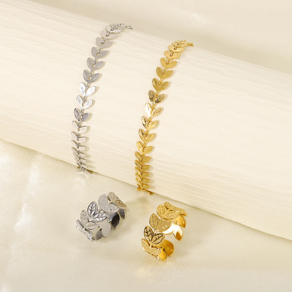 Women's Stainless Steel Leaf-shaped Open Stylish Simple Bracelets