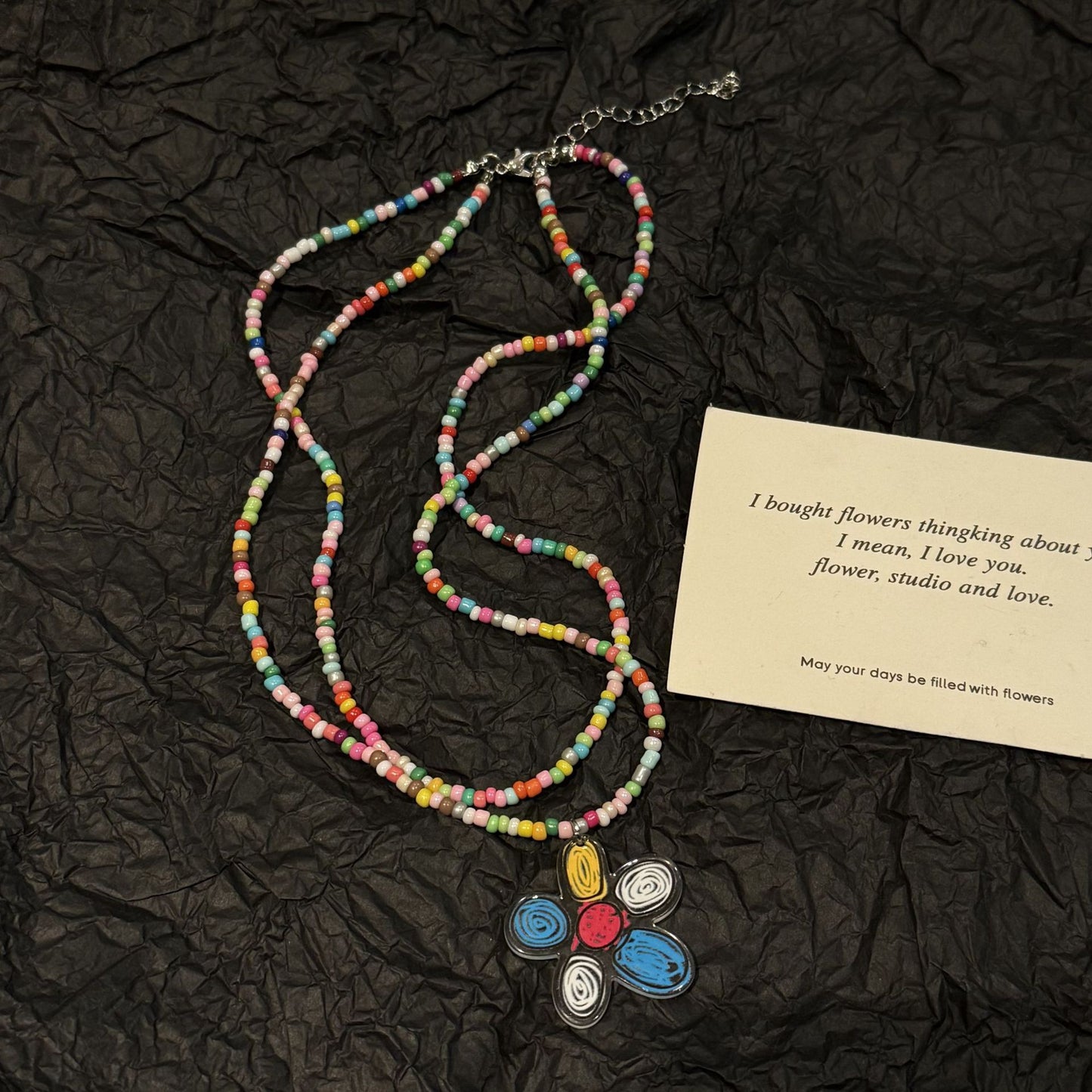 Women's Beaded Retro Cute Fashion Heart Clavicle Chain Flower Necklaces