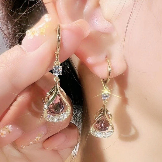 Advanced Purple Zircon Geometric Water Drop Special Earrings