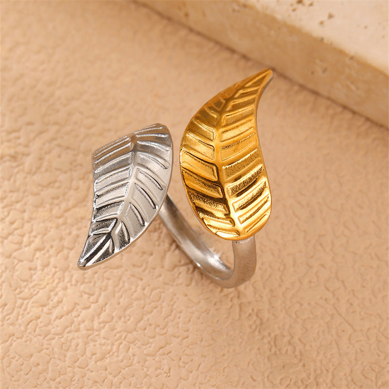 Stainless Steel Opening Adjustable Female Leaves Ring