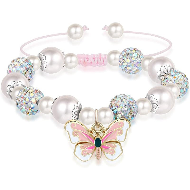 Fashionable Rhinestone Pearl Alloy Love Butterfly Bracelet