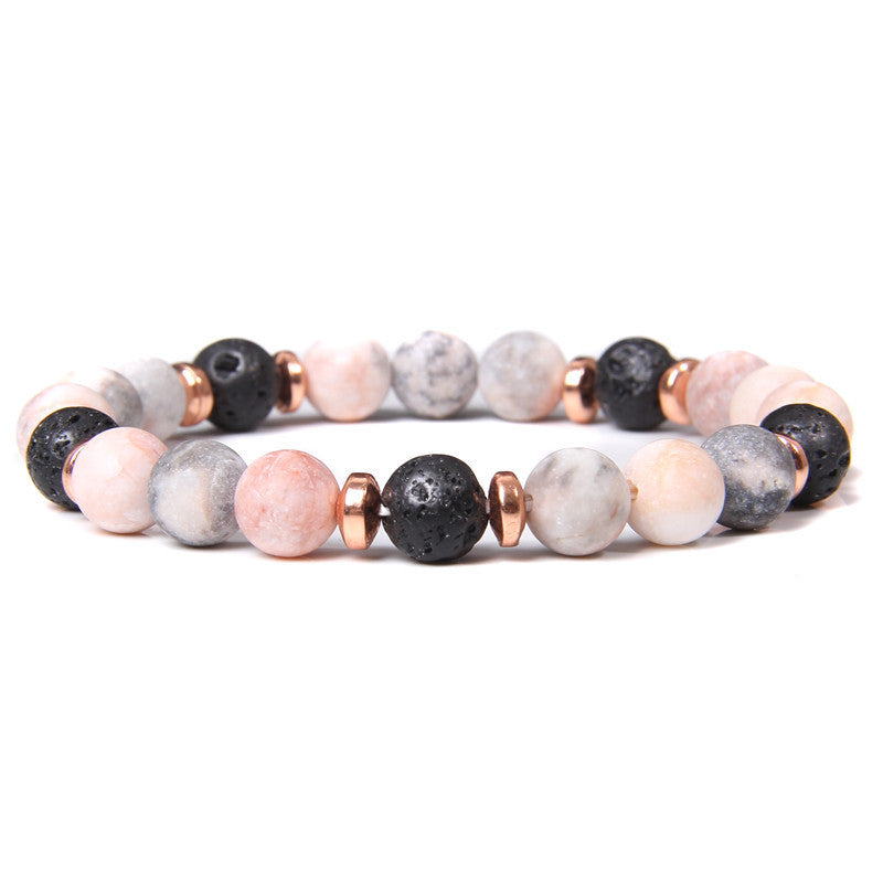 Natural Stone Essential Oil Pink Zebra Bracelets